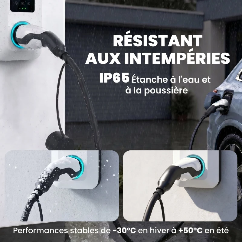 HOMCOM Chargeur Voiture Électrique Type 2 à Type 2 22kw Triphasé Mode 3 Rallonge Cable Recharge Rapide 5m Assuré par PICC Noir