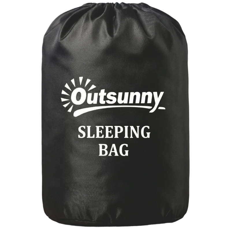 Outsunny Sleeping Bag for Adults, Lightweight & Compact Sleeping Bag, 3 Seasons, Black