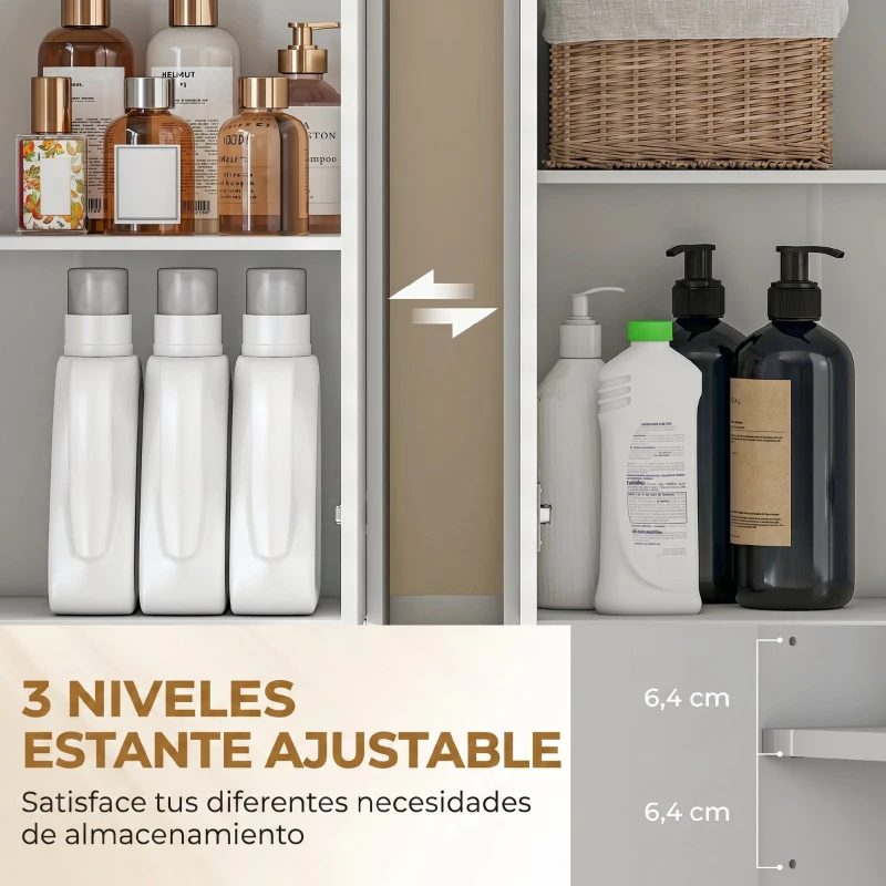 HOMCOM Armario Alto de Baño Columna de Baño Estrecha con 3 Estantes Abiertos Cajón Acanalado Estante Ajustable Blanco