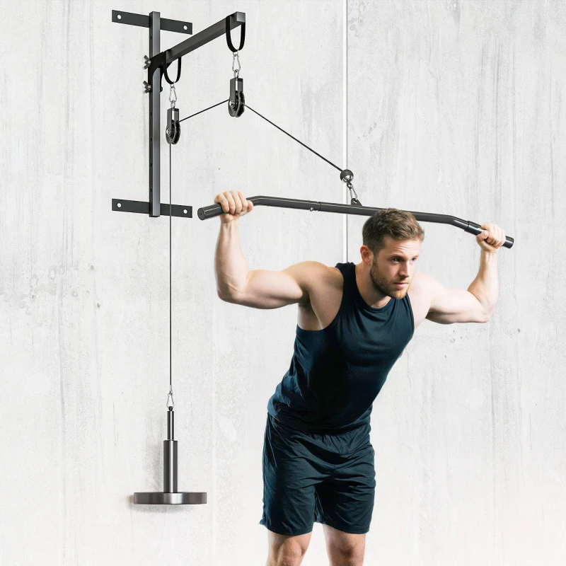 SPORTNOW Pulley Machine Home Gym e Puleggia LAT Machine, Attacco per Dischi Pesi Universali e Accessori