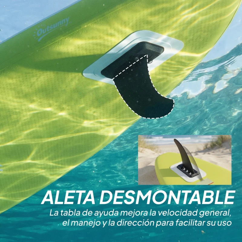 Outsunny Tabla de Paddle Surf Hinchable 320 cm, con Superficie Antideslizante Remo de Aluminio Ajustable Quilla Bomba y Mochila