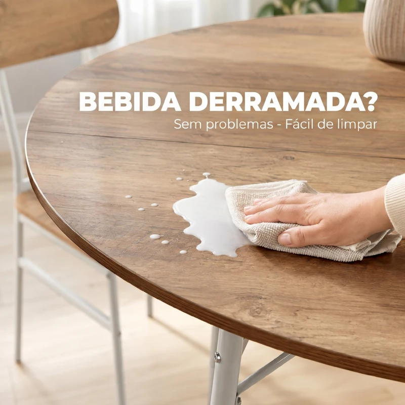 HOMCOM Conjunto de Mesa e 4 Cadeiras de Jantar para Espaços Pequenos, Natural e Branco