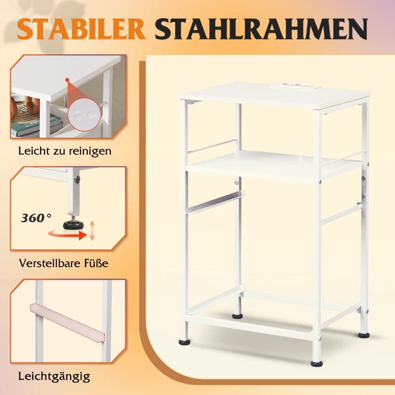 Nachttisch mit Ladefunktion, großer Stauraum, passend für Schlafzimmer, Wohnzimmer und Büro, 39.8x29.8x64.2 cm, Weiß