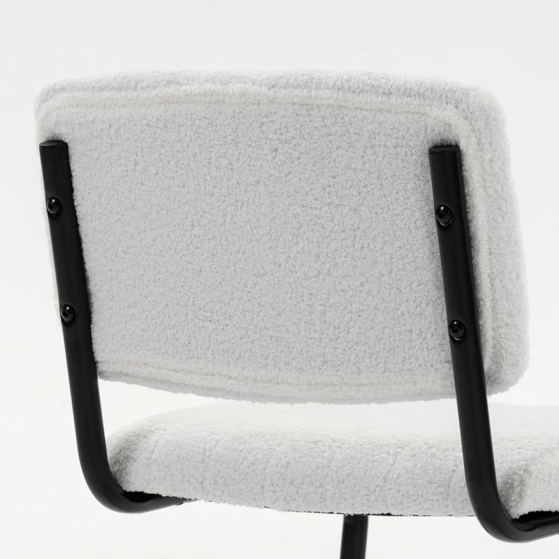 HOMCOM Lot de 2 Chaises de Salle à Manger, Chaises de Cuisine Rembourrées en Peluche Teddy, Dossier et Assise Large, Crème