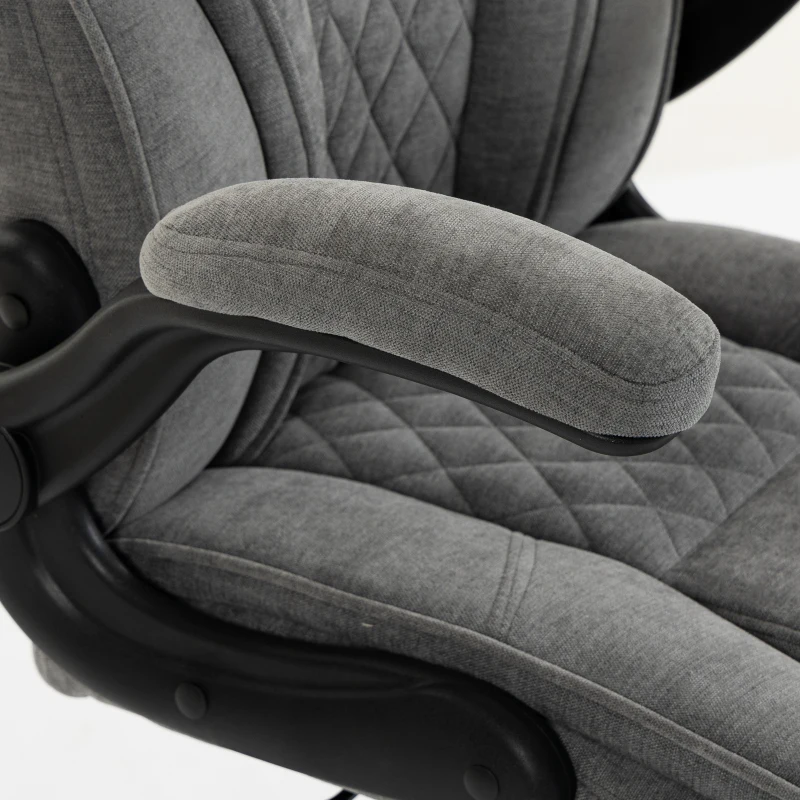 HOMCOM Office Chair, Ergonomic Desk Chair with Flip-up Armrest, Pocket Springs, Swivel Wheels, Adjustable Height, Grey