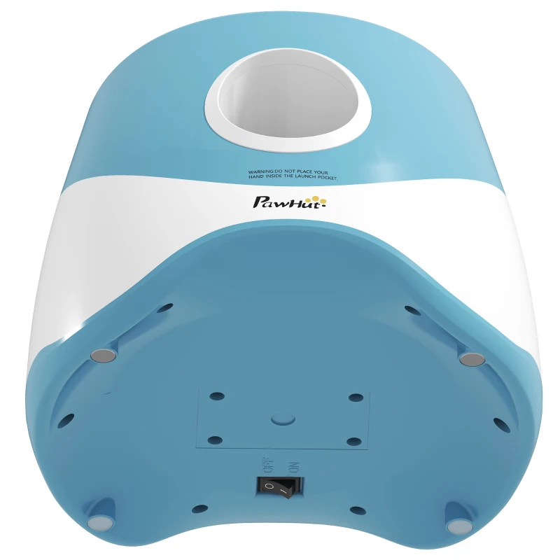 PawHut Lanceur de Balles Automatique avec 3 Balles en ETPU, 3 Réglages de Distance 6m/10m/14m, Intérieur et Extérieur, Bleu