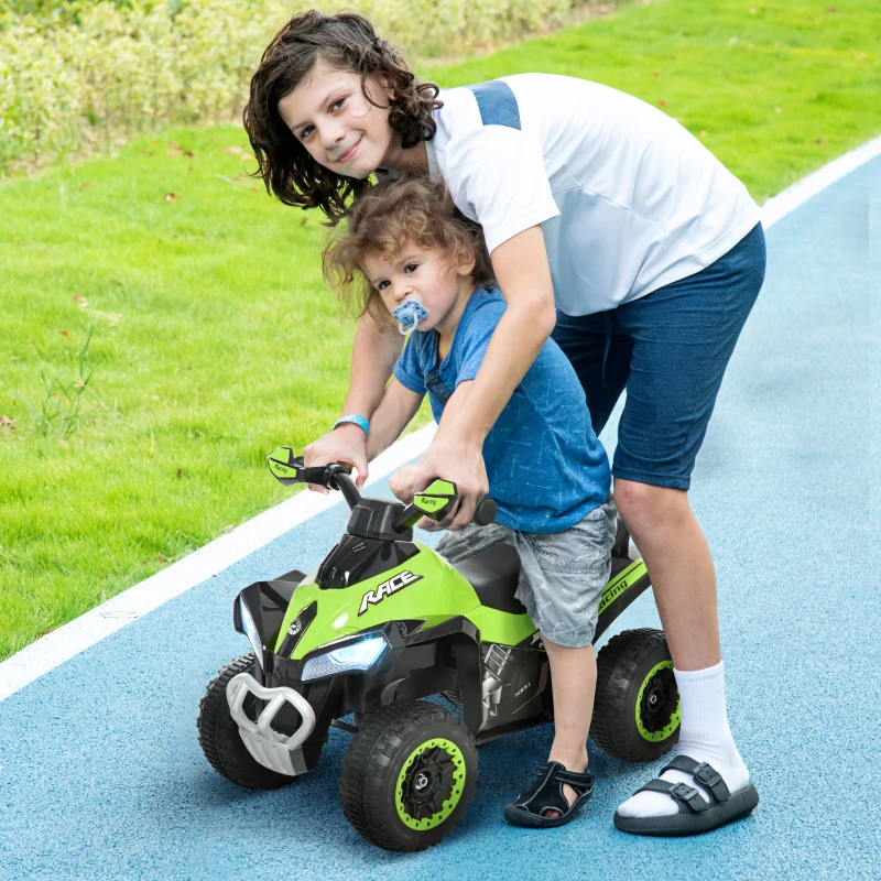 HOMCOM kinderauto trapauto met voeten schuiven kinderauto kindervoertuig voor 18-36 maanden licht muziek kunststof staal groen 67,5 x 38 x 44 cm(m-2)