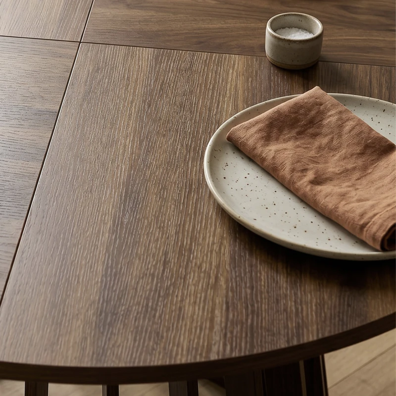 HOMCOM Dining Table for 4-6 People Modern Kitchen Table with Slatted Base 120 cm Round Light Walnut
