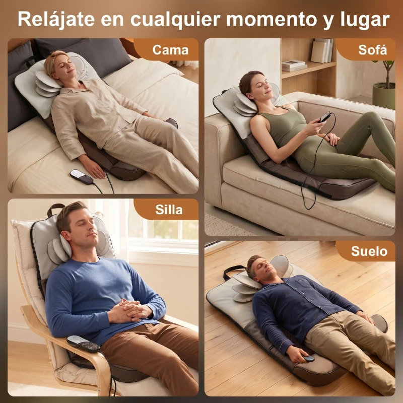 HOMCOM Colchón de Masaje Cuerpo Completo Plegable con Calefacción Compresión de Aire 4 Modos 3 Intensidades Apagado Automático