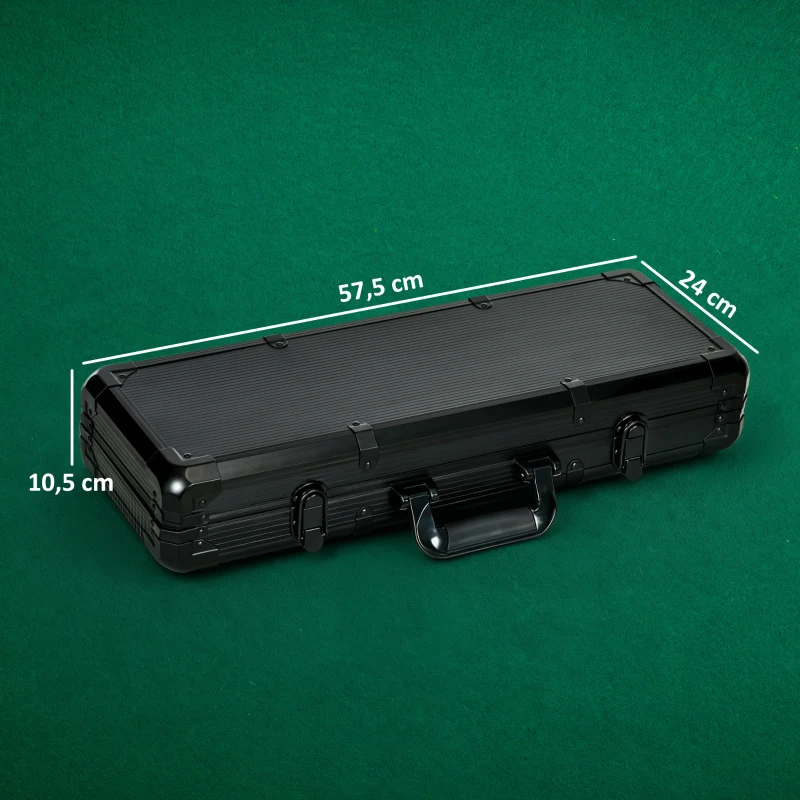 SPORTNOW Set Poker con 500 Fiches, 2 Mazzi di Carte, 5 Dadi, Pulsanti e Valigetta Protettiva in Alluminio Nero