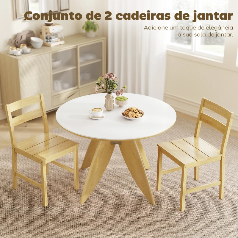 HOMCOM Conjunto de 2 Cadeiras de Sala de Jantar em Bambu com Assento Ripado Encosto Curvado Sem Braços Madeira