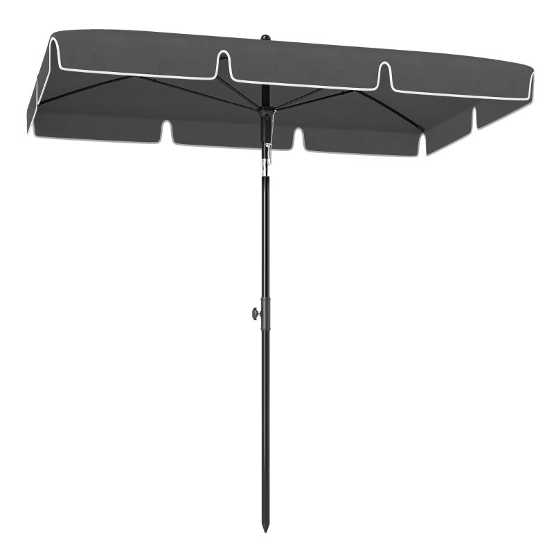 Outsunny Sombrilla de Terraza de Aluminio 2x1,3x2,5 m Parasol de Jardín Rectangular con Función de Inclinación Gris