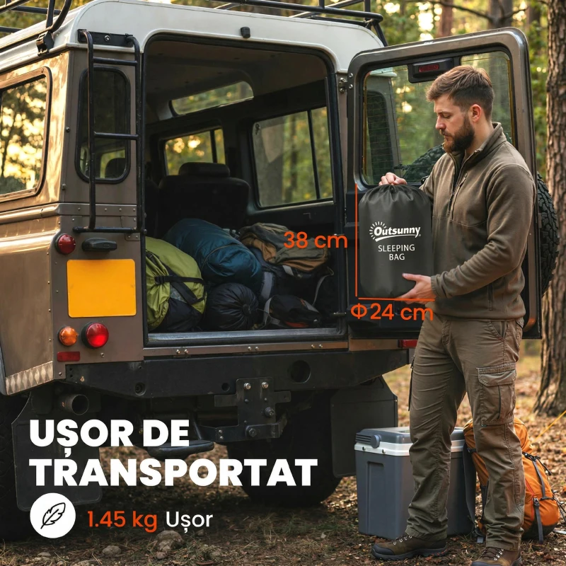 Outsunny Sac de Dormit pentru Adulți, Ușor și Compact, Bleumarin