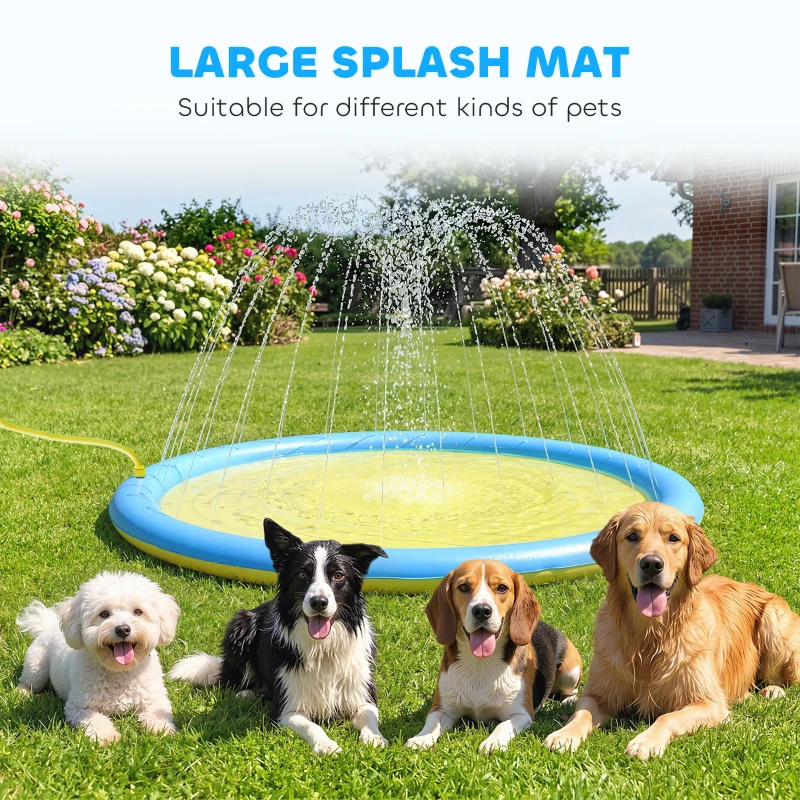 PawHut Dog Splash Pad for Pets Dog Bath Pool Water Game