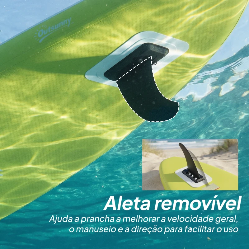Outsunny Prancha de Paddle Surf Insuflável 320 cm com Superfície Antiderrapante Remo de Alumínio Ajustável Quilha Bomba e Mochila