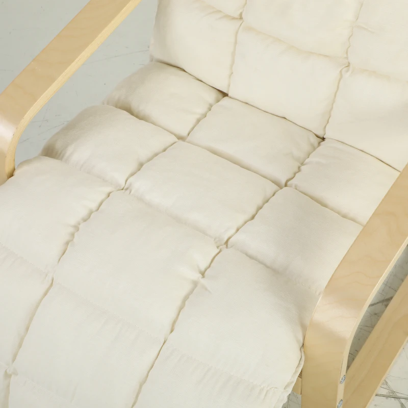 HOMCOM Modern Accent Chair, Leisure Lounge Chair Armchair with Footrest, Plush Cushion, Curved Legs and Arms, Cream White