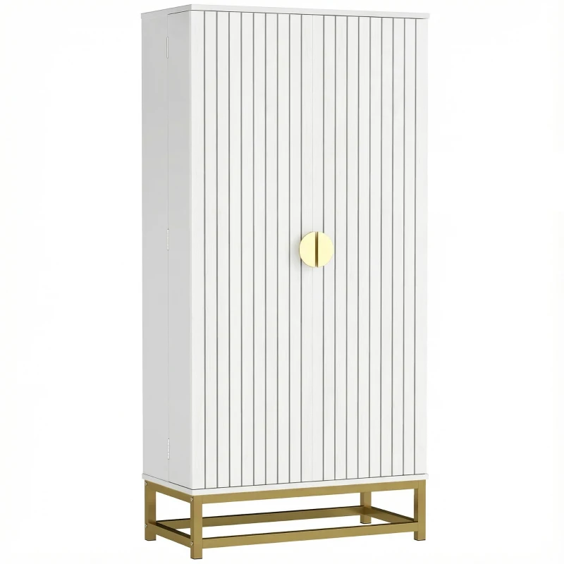 HOMCOM Credenza Cucina 119,5 cm, Moderna Dispensa Autoportante con 12 Ripiani su Ante, Ripiani Regolabili e Pannelli con Finitura in Legno, Bianca