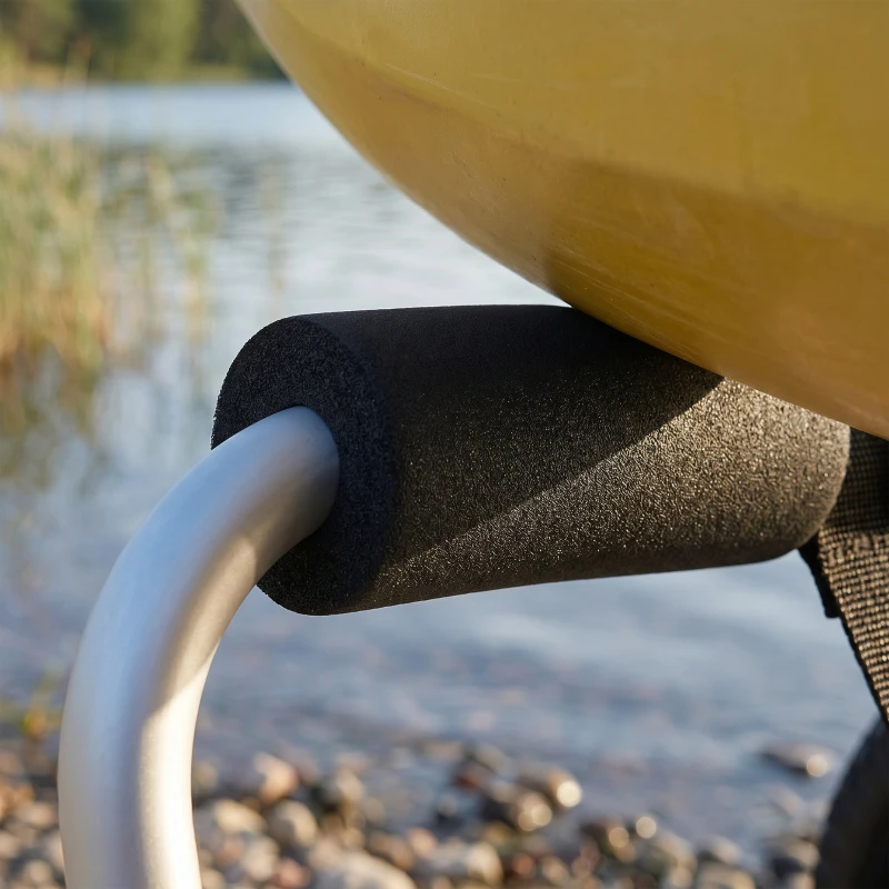 Outsunny Carro de Transporte Kayak Plegable Barco Canoa Carrier Remolque Carretilla Carga 70kg con Ruedas Portacanoas 62x35x30cm