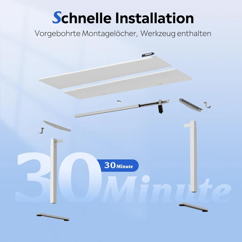 Höhenverstellbarer Schreibtisch, geräuscharmer Motor, stufenlose Verstellung mit Anti-Kollisionssystem, 120 × 60 cm, 120x60x72-118 cm, Weiß