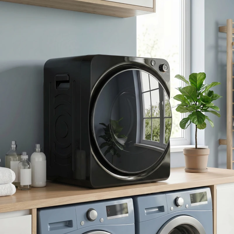 HOMCOM 5kg Vented Tumble Dryer, 1000W Compact Tumble Dryer with 5 Drying Modes, Stainless Steel Tub, Black