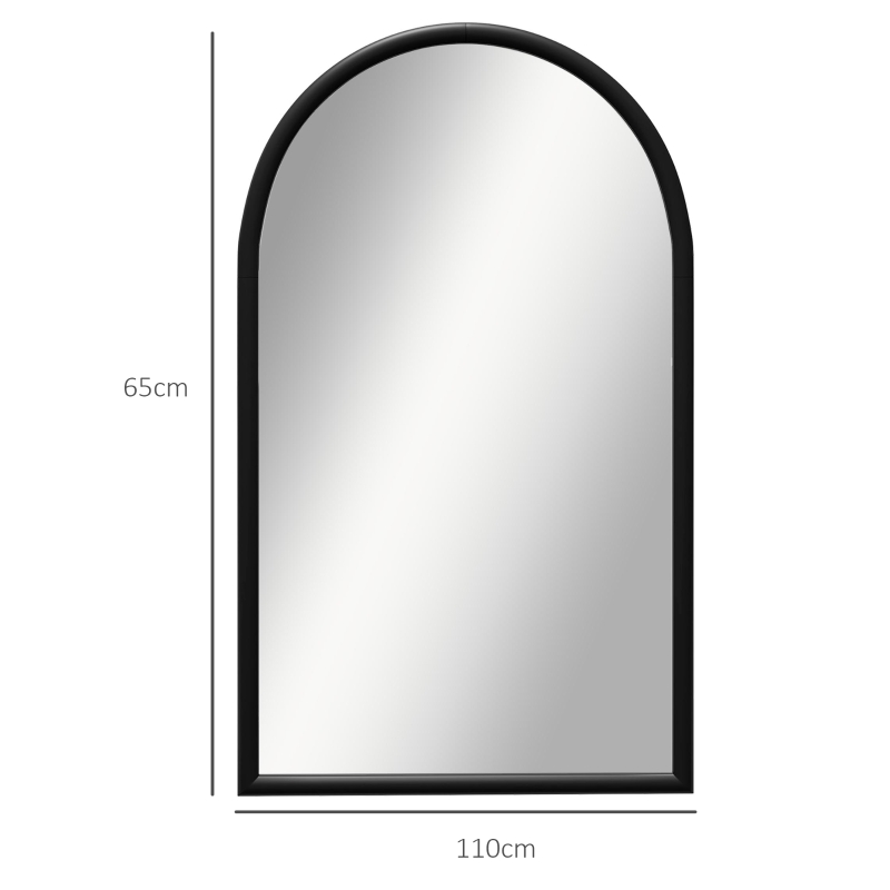 HOMCOM Miroir mural arche, 110 x 65 cm Cadre en bois, Miroir arqué pour le salon, la chambre, l'entrée, noir