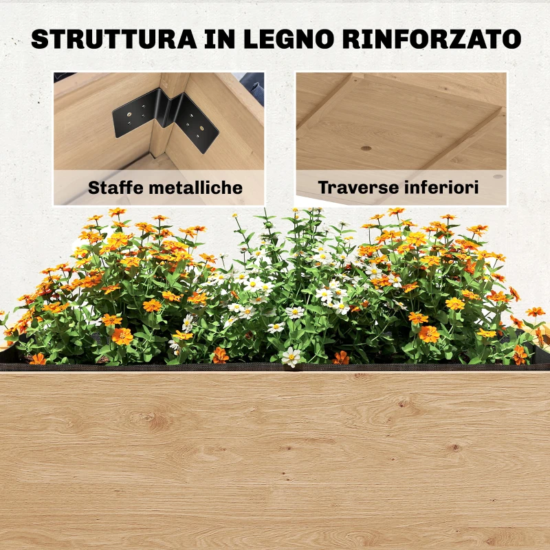 Outsunny Letto per Orto Rialzato a 2 Livelli con Ripiani in Legno, 119.5x102x76.5cm, Marrone