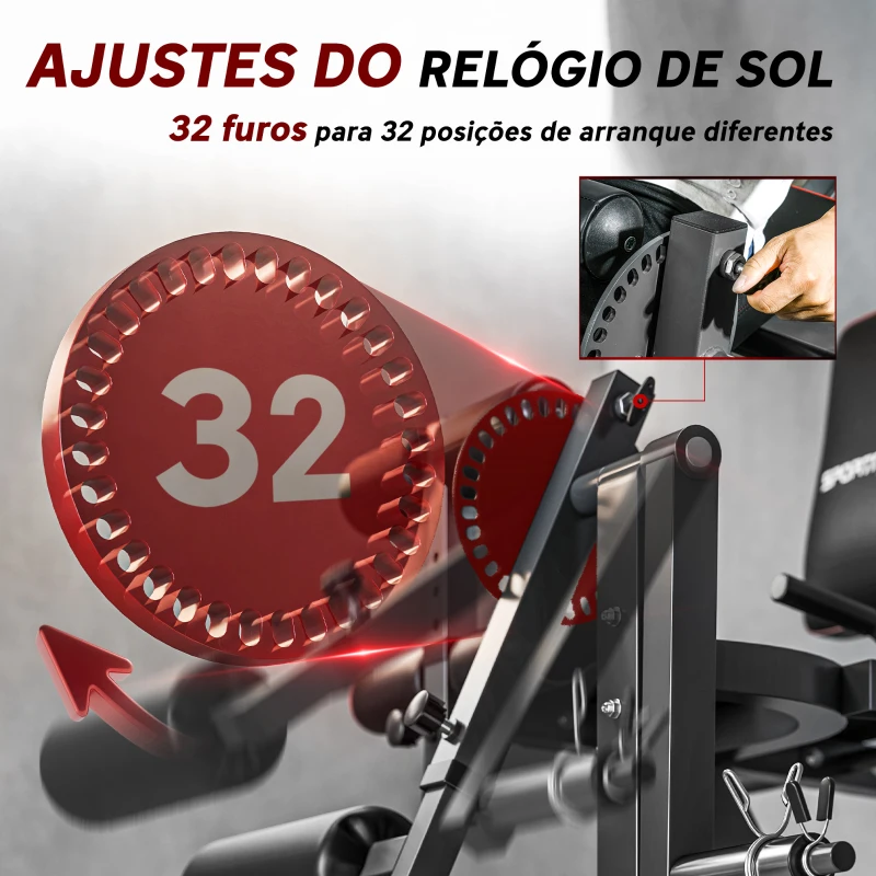 SPORTNOW Máquina de Extensão e Flexão de Pernas Ajustável com Carga de Discos para Treino de Glúteos e Coxas em Ginásio
