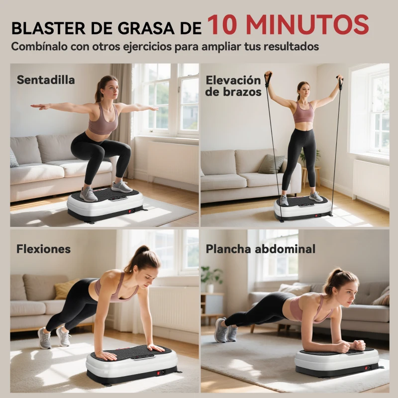 SPORTNOW Plataforma Vibratoria con 50 Velocidades 3 Programas Pantalla LED Mando a Distancia Bandas Elásticas Ejercicio en Casa