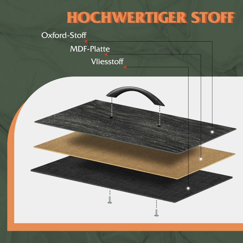 Nachttisch mit 2 Stoffschubladen, großer Stauraum, wasserfeste Holzplatte, 39.8x29.8x63.1 cm, Schwarz