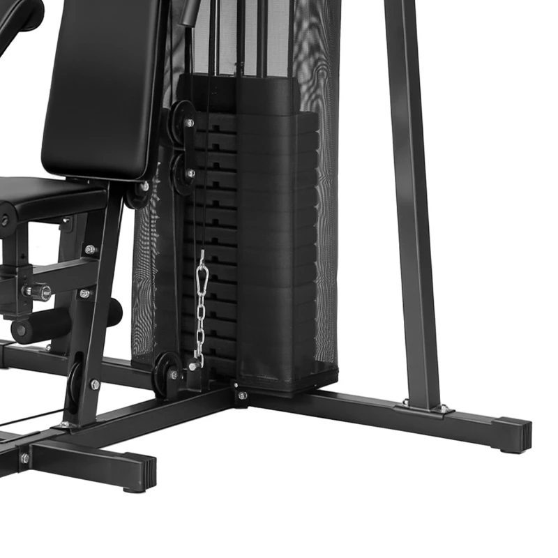 SPORTNOW All-in-One Home Gym Machine, Multifunctional Power Cage with 69 kg Weight Stack and Pulley System, Black