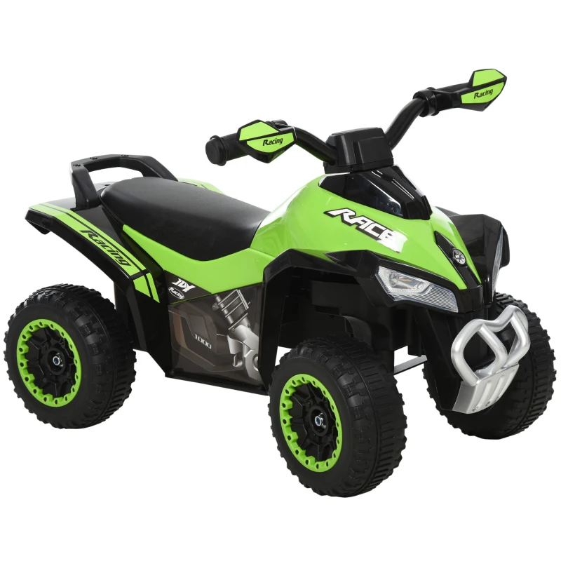 HOMCOM kinderauto trapauto met voeten schuiven kinderauto kindervoertuig voor 18-36 maanden licht muziek kunststof staal groen 67,5 x 38 x 44 cm(m-11)