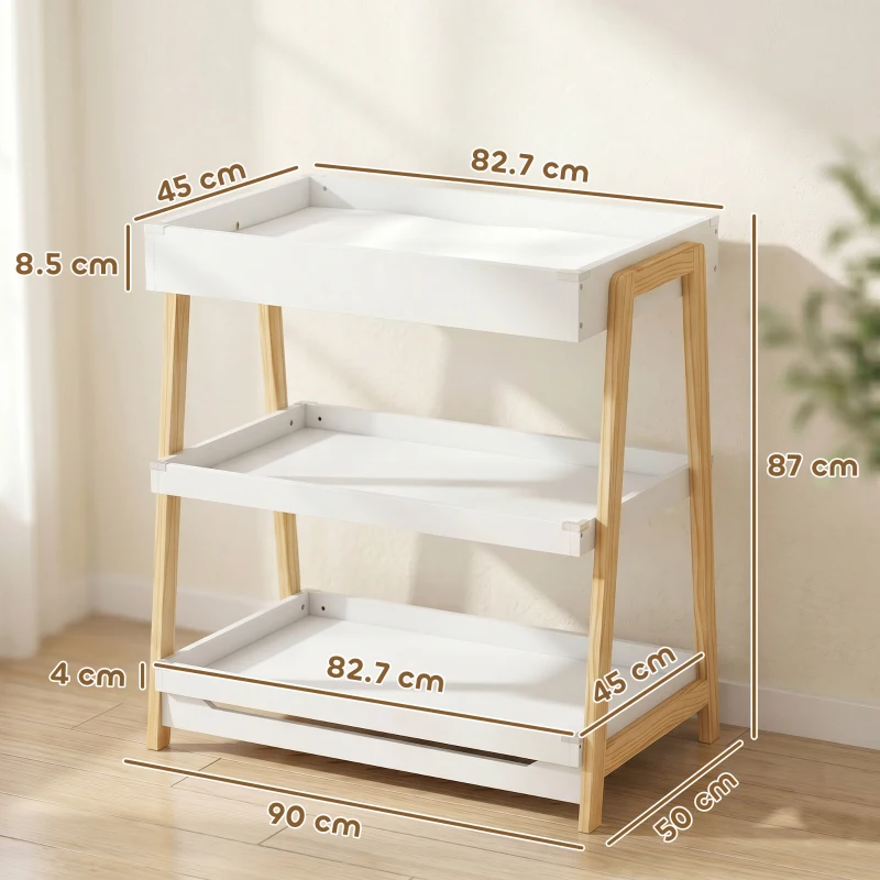 AIYAPLAY Baby Changing Table with 2 Storage Shelves, Nursery Diaper Changing Unit with Waterproof Changing Mat, White