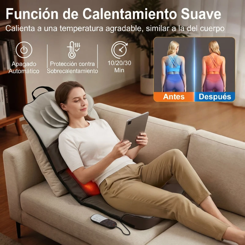 HOMCOM Colchón de Masaje Cuerpo Completo Plegable con Calefacción Compresión de Aire 4 Modos 3 Intensidades Apagado Automático