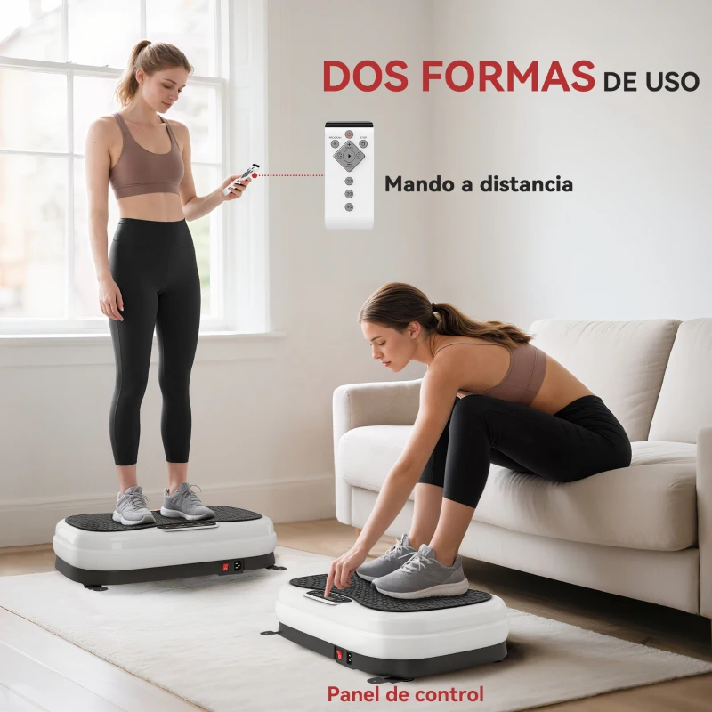 SPORTNOW Plataforma Vibratoria con 50 Velocidades 3 Programas Pantalla LED Mando a Distancia Bandas Elásticas Ejercicio en Casa