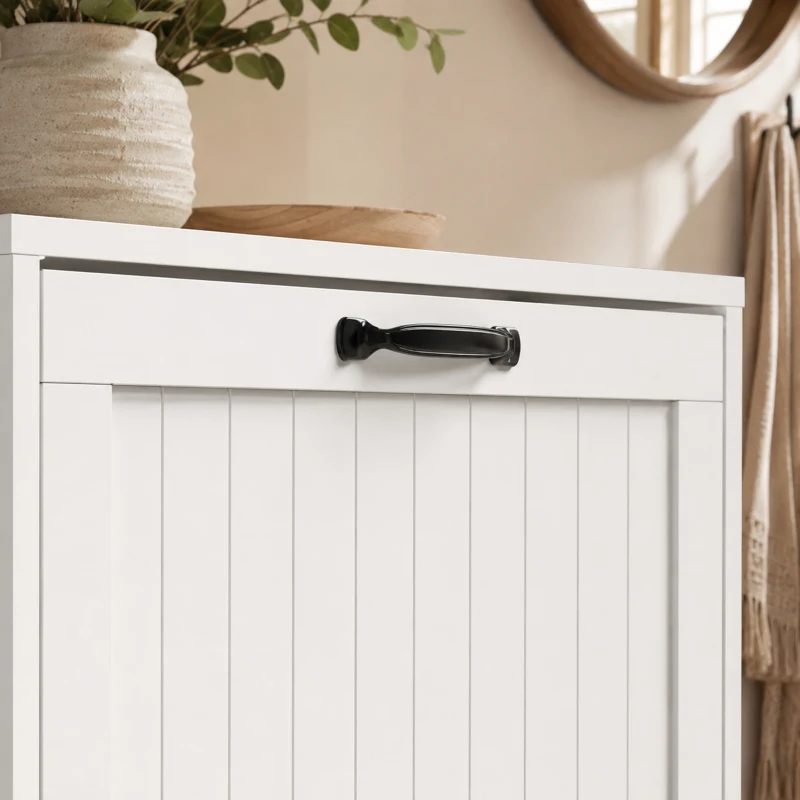 HOMCOM Mueble Zapatero 3 Cajones Abatibles Estantes Regulables Estrecho Blanco