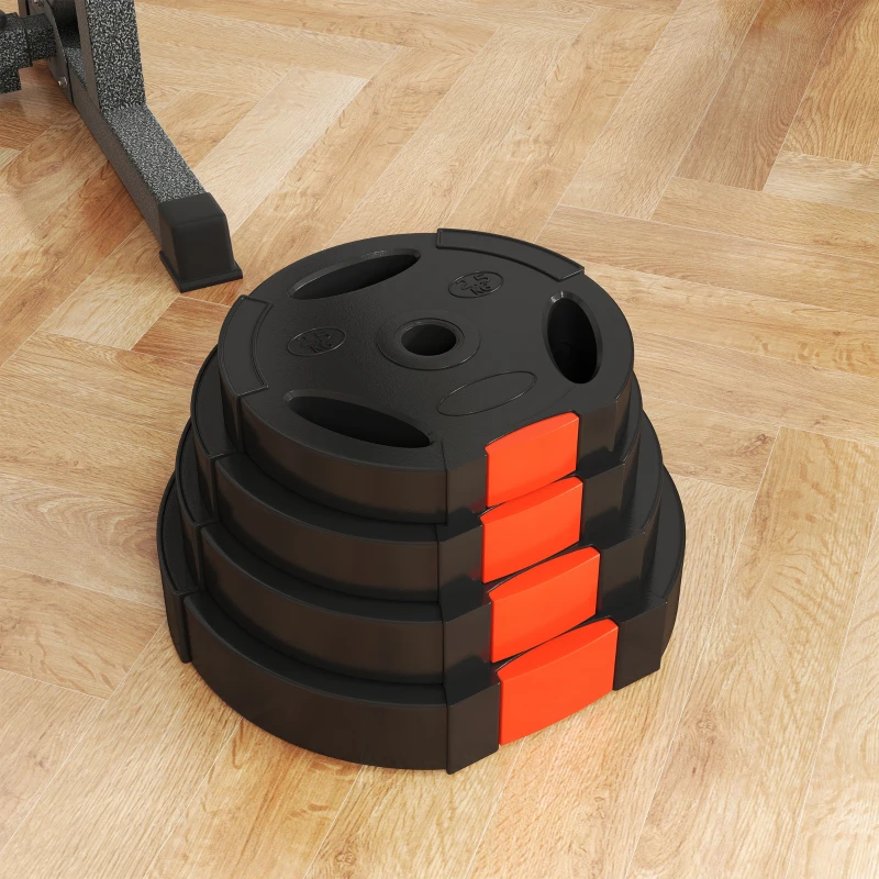 SPORTNOW Kit Pesi con 2 Dischi da 5 kg e 2 Dischi da 2.5 kg in Polipropilene e Sabbia, Ø27x4.5 cm e Ø24x3.5 cm, Nero