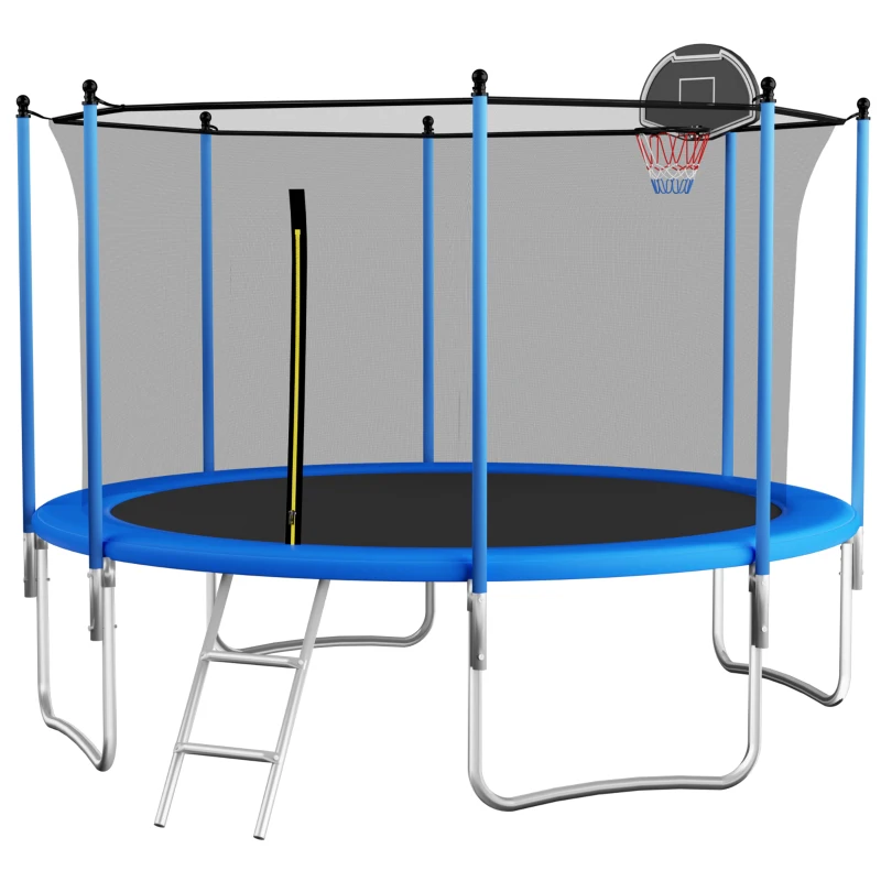 Trampolin Outdoor, verstärkten Beintraversen, doppelt gepolstertem Sicherheitsnetz, 366x366x256 cm, Blau