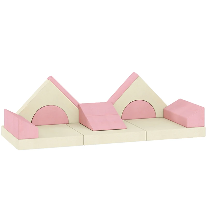 AIYAPLAY Kids Play Sofa, 12 Pieces Foam Modular Soft Play Set for Playroom, Children Convertible Sofa for Boys and Girls, Pink