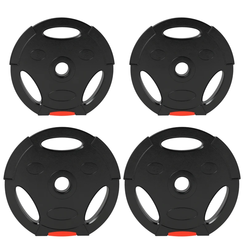 SPORTNOW Disques de poids, plaques de poids 2 x 5 kg et 2 x 7,5 kg, à trois poignées avec trous de Ø 25 mm, noir