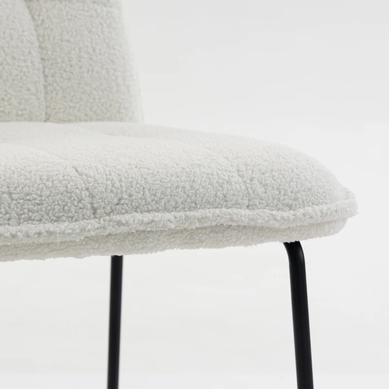HOMCOM Lot de 2 Tabourets de Bar, Chaises de Bar Rembourrées en Tissu Bouclette, Extra-Large Assise 66H cm, Crème