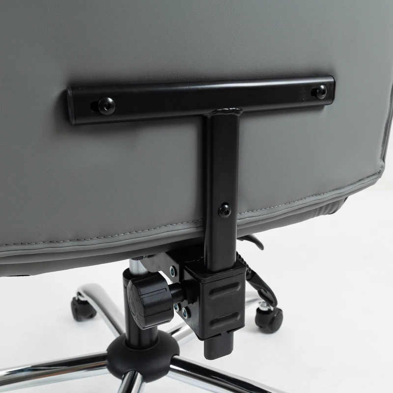 HOMCOM Chaise de bureau ergonomique, fauteuil de bureau inclinable avec repose-pieds, hauteur réglable, pivotante 360°, gris