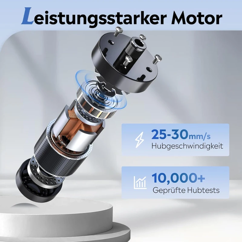 Höhenverstellbarer Schreibtisch, geräuscharmer Motor, stufenlose Verstellung mit Anti-Kollisionssystem, 120 × 60 cm, 120x60x72-118 cm, Weiß