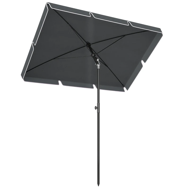 Outsunny Sombrilla de Terraza de Aluminio 2x1,3x2,5 m Parasol de Jardín Rectangular con Función de Inclinación Gris