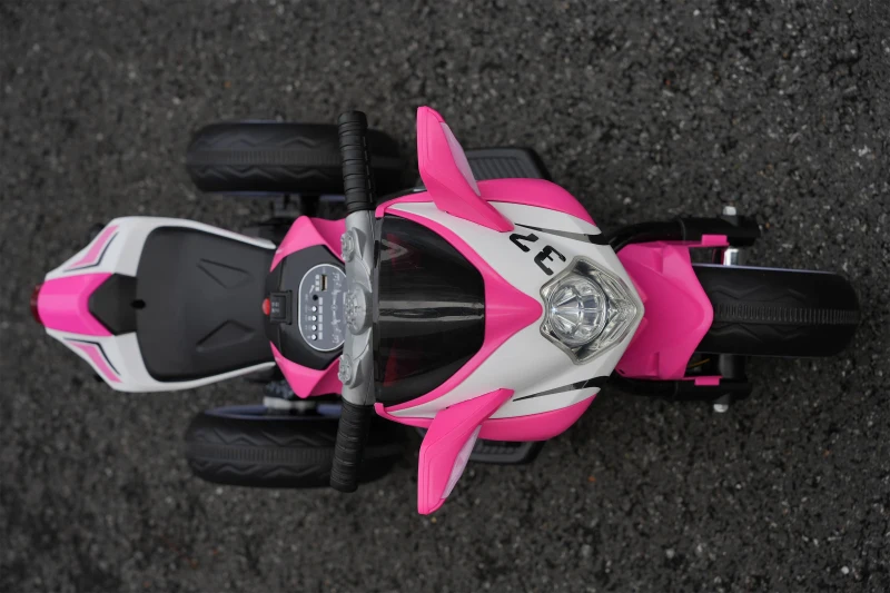 Elektrisches Kinder-Motorrad, leuchtenden Rädern, Vor-/Rückwärtsbetrieb und Echtzeit-Akkuanzeige, 78.1x40.6x51.5 cm, Rosa
