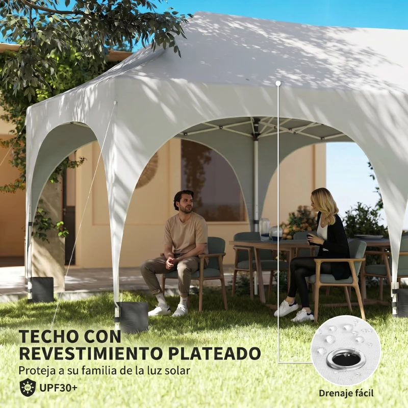 Outsunny Carpa Plegable 6x3 m Pop-up con 6 Laterales Desmontables Altura Ajustable y Bolsa de Transporte Gris Claro