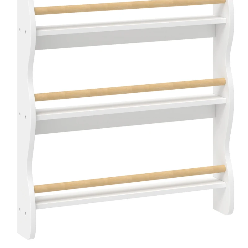 AIYAPLAY Bibliothèque murale pour enfant, rangement livre enfant 4 niveaux, fixer au mur, 60 x 10 x 98 cm, blanc