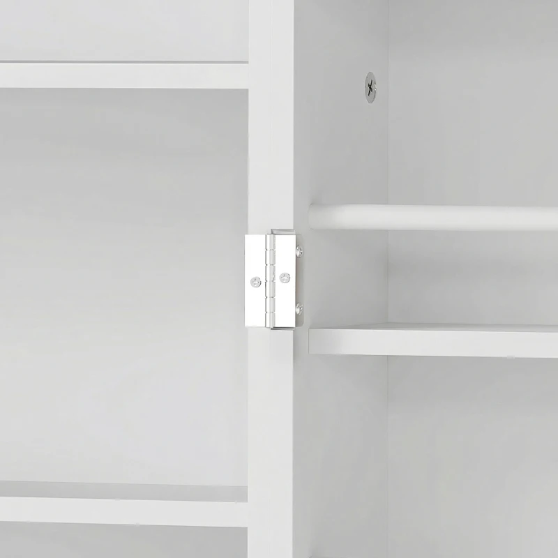 HOMCOM Credenza Cucina 119,5 cm, Moderna Dispensa Autoportante con 12 Ripiani su Ante, Ripiani Regolabili e Pannelli con Finitura in Legno, Bianca
