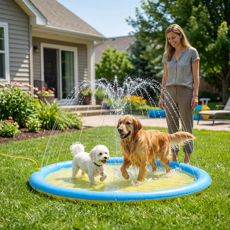 PawHut Dog Splash Pad for Pets Dog Bath Pool Water Game