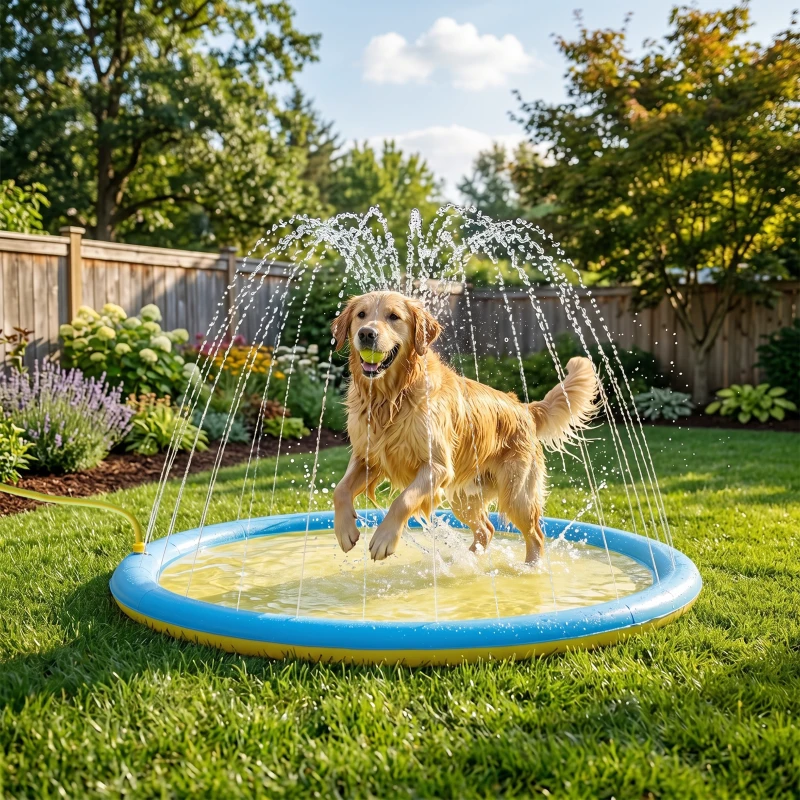 PawHut Dog Splash Pad for Pets Dog Bath Pool Water Game
