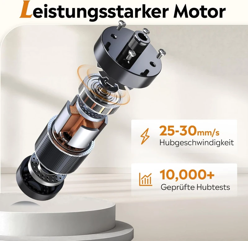 Elektrisch höhenverstellbarer Schreibtisch, leiser Motor mit 3‑fach Memory und Anti‑Kollisionssystem, 120 × 60 cm, 120x60x72-118 cm, Eichenfarbe